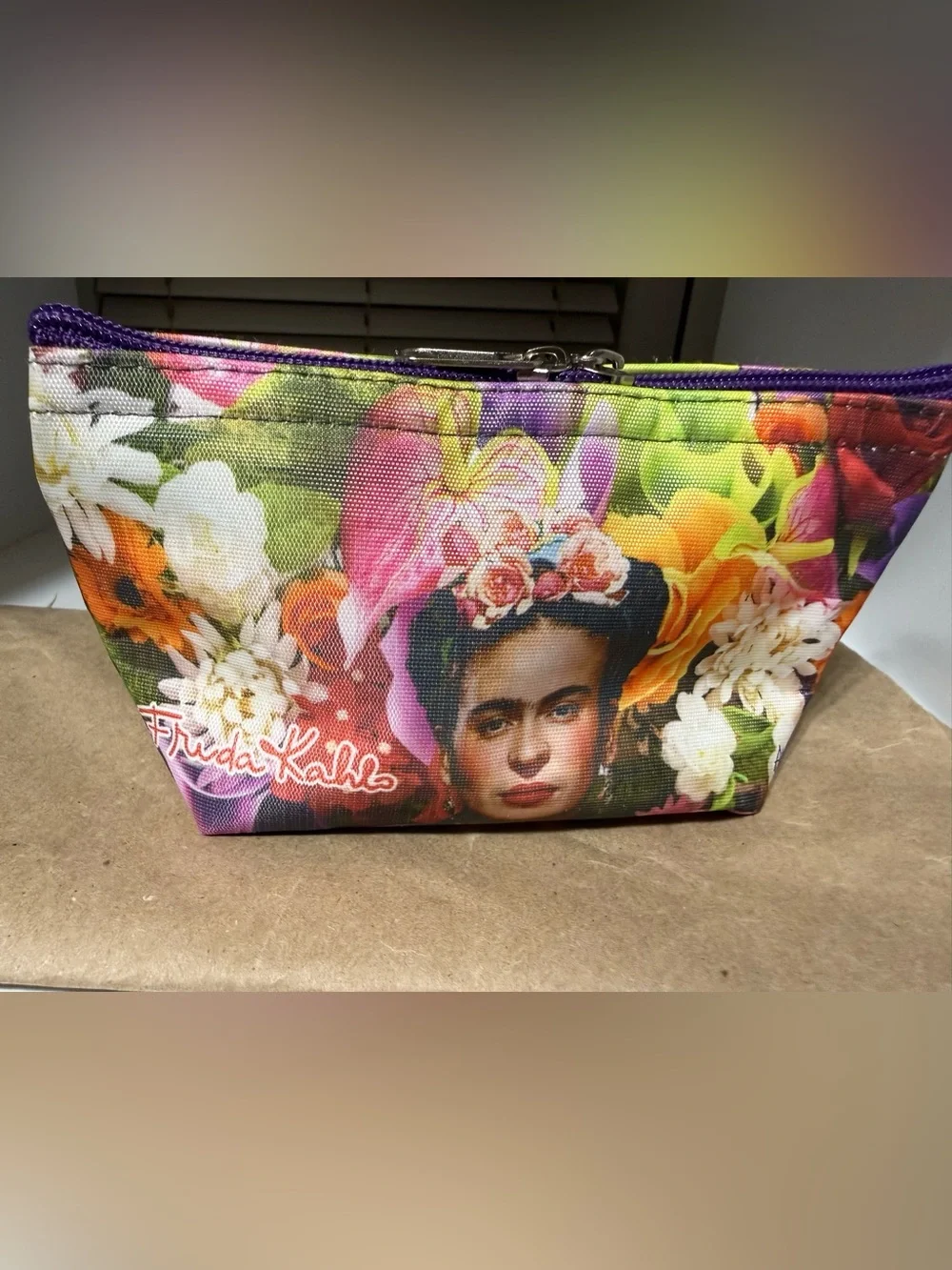Frida Kahlo Floral Cosmetic Makeup Bag Travel Toiletry Case Organizer